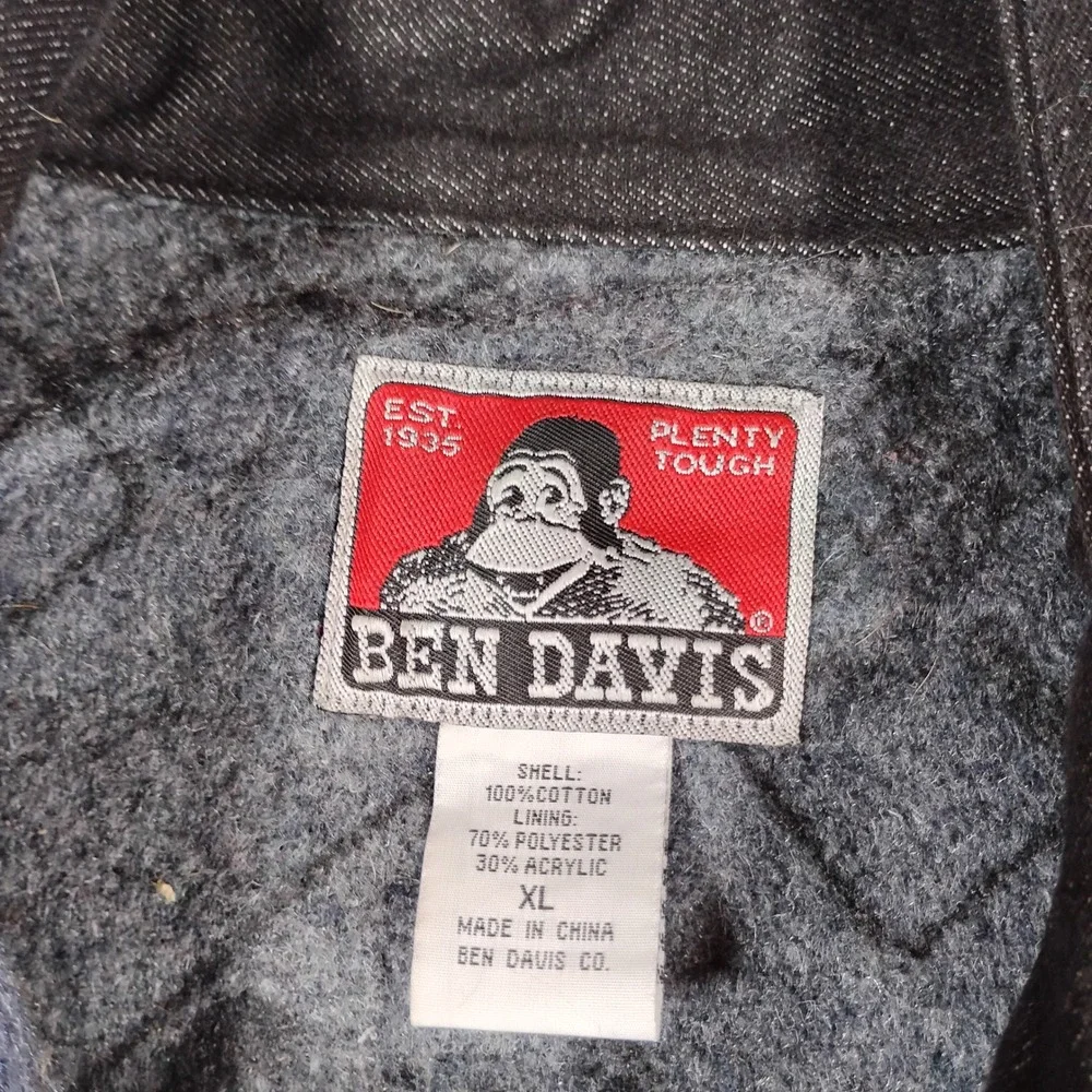 Ben Davis Blanket Lined Chore Coat Jacket Mens XL Black Denim Canvas Workwear